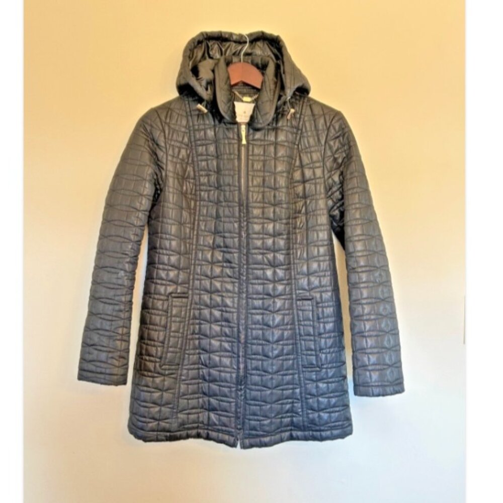 Kate Spade Women's Hooded Quilted Jacket Black Small